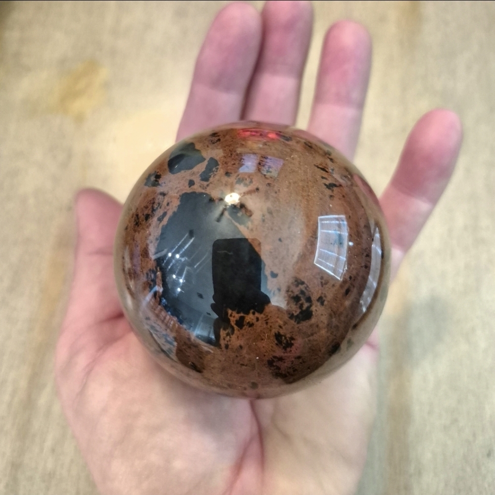 Natural Mahogany Obsidian Crystal Orb Sphere New #5 - Picture 6 of 10